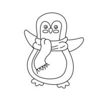 manchot personnage noir et blanc vecteur illustration coloration livre pour des gamins