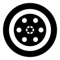 tambour de revolver russe roulette cylindre pistolet pistolet icône dans cercle rond noir Couleur vecteur illustration image solide contour style