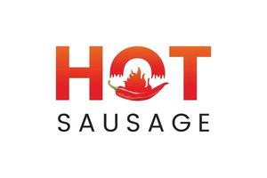 chaud saucisse typographie logo conception avec Feu flamme. vecteur