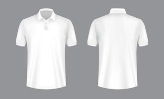 3d blanc polo chemise maquette avec de face et retour vue vecteur