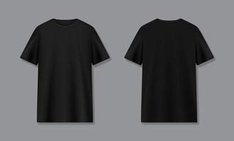 3d noir T-shirt de face et retour maquette vecteur