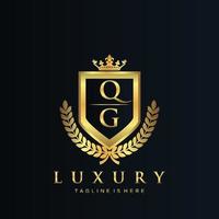 qg lettre initiale avec Royal luxe logo modèle vecteur