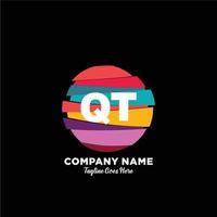 qt initiale logo avec coloré modèle vecteur. vecteur