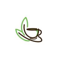 logo thé boire, plat, vert, ligne vecteur