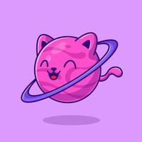 mignonne chat planète dessin animé vecteur icône illustration. animal espace icône concept isolé prime vecteur. plat dessin animé style