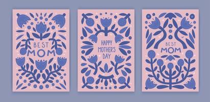 content de la mère journée salutation carte ensemble avec trandy abstrait fleurs. main tiré vecteur couverture, affiche, bannière ou cartes pour le vacances les mamans