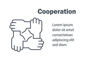 équipe travail, la coopération ou collaboration, unité ou confiance, Partenariat concept, employé engagement, tenir mains dans cercle, commun sol vecteur