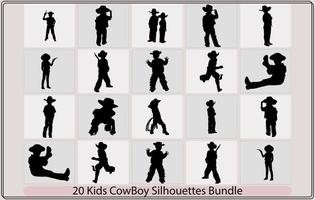 silhouette peu garçon cow-boy vecteur