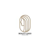 vecteur abstrait logo et l'image de marque conception modèle dans branché linéaire minimal style, emblème pour beauté et produits de beauté magasin - femme portrait, magnifique femme visage - badge pour faire en haut artiste, mode