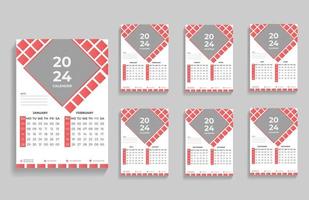 Créatif 2024 mur calendrier conception modèle vecteur