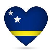 Curacao drapeau dans cœur forme. vecteur illustration.