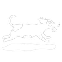 mignonne chiens contour vecteur dans dessin animé style. fonctionnement chien plat vecteur dans esquisser style. collection de mignonne animaux domestiques.