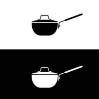 saucier silhouette plat vecteur. silhouette cuisine ustensile icône. ensemble de noir et blanc symboles pour cuisine concept. ustensiles de cuisine icône pour la toile. vecteur