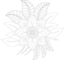 adulte coloration page avec floral style. contour fleur modèle dans mehndi style. griffonnage ornement dans noir et blanche. gratuit vecteur