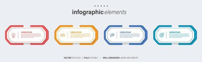 affaires infographie élément avec 4 choix, pas, nombre vecteur modèle conception