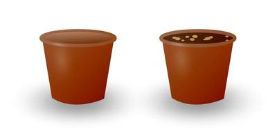 deux fleur des pots isolé sur une blanc Contexte. pot de fleur pour croissance intérieur les plantes. le pot est vide et rempli avec Terre fermer. vecteur illustration.