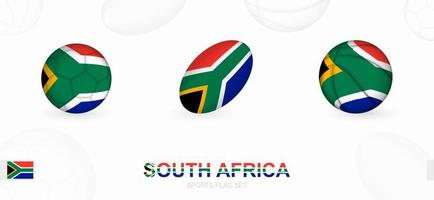 des sports Icônes pour football, le rugby et basketball avec le drapeau de Sud Afrique. vecteur