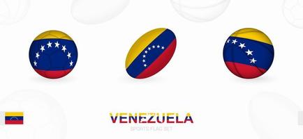des sports Icônes pour football, le rugby et basketball avec le drapeau de Venezuela. vecteur