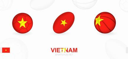 des sports Icônes pour football, le rugby et basketball avec le drapeau de vietnam. vecteur