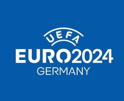 euro 2024 Allemagne symbole logo officiel Nom blanc européen Football final conception illustration vecteur avec bleu Contexte