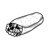 burrito vecteur illustration dans griffonnage style isolé sur blanc Contexte. burrito esquisser vecteur