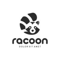 raton laveur logo mascotte plat conception vecteur