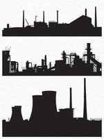 silhouettes de une usine, grand industrie et une nucléaire Puissance plante. vecteur