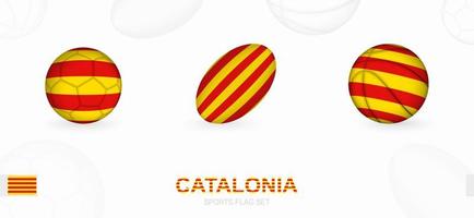 des sports Icônes pour football, le rugby et basketball avec le drapeau de catalogne. vecteur