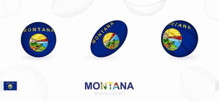 des sports Icônes pour football, le rugby et basketball avec le drapeau de Montana. vecteur