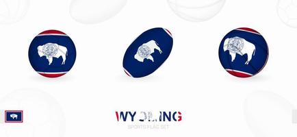 des sports Icônes pour football, le rugby et basketball avec le drapeau de Wyoming. vecteur