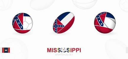 des sports Icônes pour football, le rugby et basketball avec le drapeau de Mississippi. vecteur