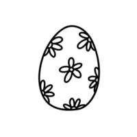 mignon oeuf de pâques décoré isolé sur fond blanc. illustration vectorielle dessinée à la main dans un style doodle. parfait pour les motifs de vacances, les cartes, le logo, les décorations. vecteur