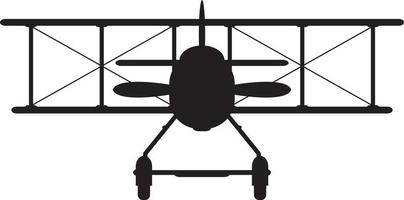 ww1 style force aérienne biplan dans silhouette vecteur