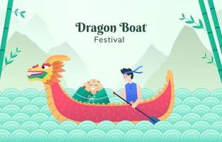 festival chinois de bateau dragon vecteur