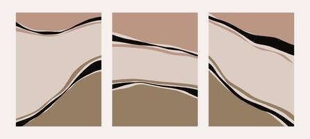 modèles contemporains avec des formes abstraites organiques et une ligne aux couleurs rétro. fond de boho pastel en illustration vectorielle de style minimaliste du milieu du siècle vecteur