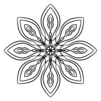mandala de fleur de contour noir. doodle élément décoratif rond pour cahier de coloriage isolé sur fond blanc. cercle géométrique floral. vecteur