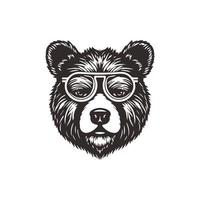 ours mascotte logo portant lunettes. graphique conception modèle vecteur