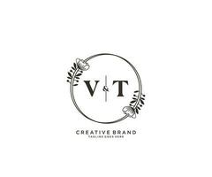 initiale Vermont des lettres main tiré féminin et floral botanique logo adapté pour spa salon peau cheveux beauté boutique et cosmétique entreprise. vecteur