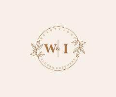 initiale Wi des lettres magnifique floral féminin modifiable premade monoline logo adapté pour spa salon peau cheveux beauté boutique et cosmétique entreprise. vecteur