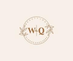 initiale qq des lettres magnifique floral féminin modifiable premade monoline logo adapté pour spa salon peau cheveux beauté boutique et cosmétique entreprise. vecteur