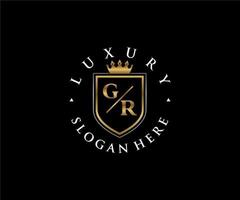 modèle initial de logo de luxe royal de lettre gr dans l'art vectoriel pour le restaurant, la royauté, la boutique, le café, l'hôtel, l'héraldique, les bijoux, la mode et d'autres illustrations vectorielles.