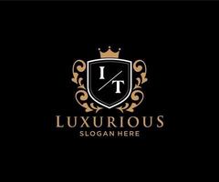 initial it letter modèle de logo de luxe royal dans l'art vectoriel pour le restaurant, la royauté, la boutique, le café, l'hôtel, l'héraldique, les bijoux, la mode et d'autres illustrations vectorielles.