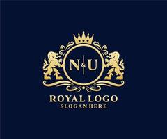 modèle initial de logo de luxe nu lettre lion royal dans l'art vectoriel pour le restaurant, la royauté, la boutique, le café, l'hôtel, l'héraldique, les bijoux, la mode et d'autres illustrations vectorielles.