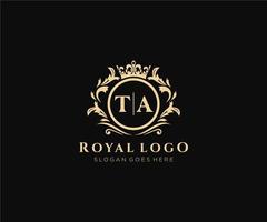 initiale ta lettre luxueux marque logo modèle, pour restaurant, royalties, boutique, café, hôtel, héraldique, bijoux, mode et autre vecteur illustration.