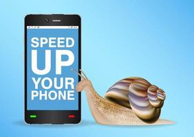 escargot et téléphone intelligent lent doivent s'accélérer vecteur