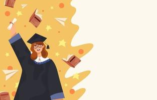 étudiante heureuse de femmes diplômée du concept de fond d'éducation vecteur