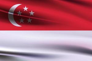 Singapour drapeau. 3d interprétation de de Singapour drapeau sur soyeux tissu, Singapour agitant drapeau vecteur modifiable,