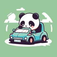 une Panda est conduite une voiture avec une Licence assiette vecteur