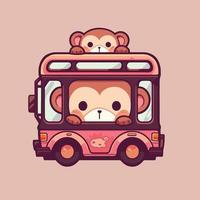 singe sur une autobus dessin animé personnage vecteur