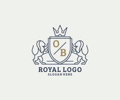 modèle de logo de luxe royal lion initial lettre ob dans l'art vectoriel pour le restaurant, la royauté, la boutique, le café, l'hôtel, l'héraldique, les bijoux, la mode et d'autres illustrations vectorielles.